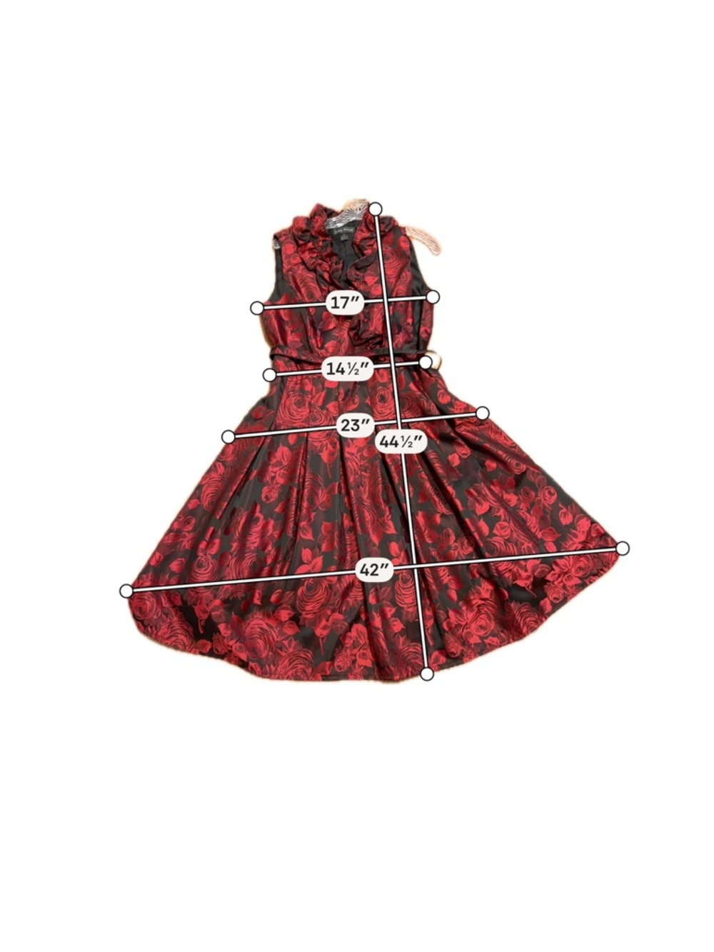 Jessica Howard Red and Black Floral Fit-and-Flare Midi Dress - Picture 8 of 8